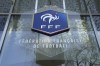 The logo of the French soccer federation (FFF), is pictured at the federation headquarters, Wednesday, Jan. 11, 2023 in Paris. The troubled 81-year-old soccer head of the FFF Noel Le Great has been suspended as the president of France Football Federation after saying he 