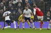 Arsenal's Martin Odegaard makes an attempt to score during the English Premier League soccer match between Tottenham Hotspur and Arsenal at the Tottenham Hotspur Stadium in London, England, Sunday, Jan. 15, 2023. (AP Photo/Frank Augstein)
