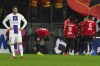 PSG's Achraf Hakimi reacts after Rennes' Hamari Traore scored his side's opening goal during the League One soccer match Rennes against Paris Saint-Germain at the Roazhon Park stadium Sunday, Jan. 15, 2023 in Rennes, western France. (AP Photo/Mathieu Pattier)