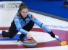 Quebec skip Laurie St-Georges delivers a rock as they play Yukon at the Scotties Tournament of Hearts at Fort William Gardens in Thunder Bay, Ont. on Sunday, Jan. 30, 2022. THE CANADIAN PRESS/Andrew Vaughan