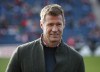 FILE - Brian McBride waits for an MLS soccer match between the Chicago Fire and Portland Timbers, March 31, 2018, in Bridgeview, Ill. McBride is out as general manager of the U.S. men's national team, U.S. Soccer Federation sporting director Earnie Stewart told the governing body's board of directors. (AP Photo/Kamil Krzaczynski, File)