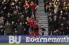 Bournemouth's Jaidon Anthony, left, celebrates scoring their side's first goal of the game during the Premier League match between AFC Bournemouth and Nottingham Forest at the Vitality Stadium, Bournemouth, England, Saturday Jan. 21, 2023. (Adam Davy/PA via AP)