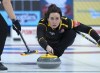 New Brunswick skip Andrea Crawford releases a rock as they play Team Canada in playoff action at the Scotties Tournament of Hearts at Fort William Gardens in Thunder Bay, Ont. on Friday, Feb. 4, 2022. Alberta's Kayla Skrlik and New Brunswick's Andrea Kelly won their respective provincial women's curling championship finals Sunday January 22, 2023, to gain entry into the Scotties Tournament of Hearts. THE CANADIAN PRESS/Andrew Vaughan