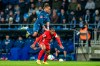 Bochum's Pierre Kunde, left, and Berlin's Jessic Ngankam challenge for the ball during the German Bundesliga soccer match between VfL Bochum and Hertha BSC Berlin in Bochum, Germany, Saturday, Jan. 21, 2023. (David Inderlied/dpa via AP)
