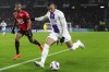 PSG's Kylian Mbappe kicks the ball during the League One soccer match Rennes against Paris Saint-Germain at the Roazhon Park stadium Sunday, Jan. 15, 2023 in Rennes, western France. (AP Photo/Mathieu Pattier)