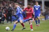 Leicester City's Kiernan Dewsbury-Hall, left, and Walsall's Brandon Comley battle for the ball during the English FA Cup fourth round soccer match at the Poundland Bescot Stadium, Walsall, England, Saturday Jan. 28, 2023. (Nick Potts/PA via AP)