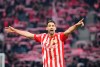 Union's Rani Khedira cheers on his teammates during the German Bundesliga soccer match between Hertha BSC Berlin and Union Berlin in Berlin, Germany, Saturday, Jan. 28, 2023 (Soeren Stache/dpa via AP)