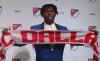 Canadian forward Adonijah Reid selected in the second round by FC Dallas poses at the MLS SuperDraft in Los Angeles on Friday, Jan. 13, 2017. Pacific FC has signed winger/forward Reid.THE CANADIAN PRESS/Neil Davidson