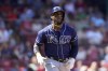 FILE - Tampa Bay Rays' Yandy Diaz (2) runs toward first base in the third inning of a baseball game against the Boston Red Sox, Sunday, Aug. 28, 2022, in Boston. Tampa Bay Rays infielder Yandy Díaz agreed to a $24 million, three-year contract on Tuesday, Jan. 31, 2023 that avoided a salary arbitration hearing.(AP Photo/Steven Senne, File)