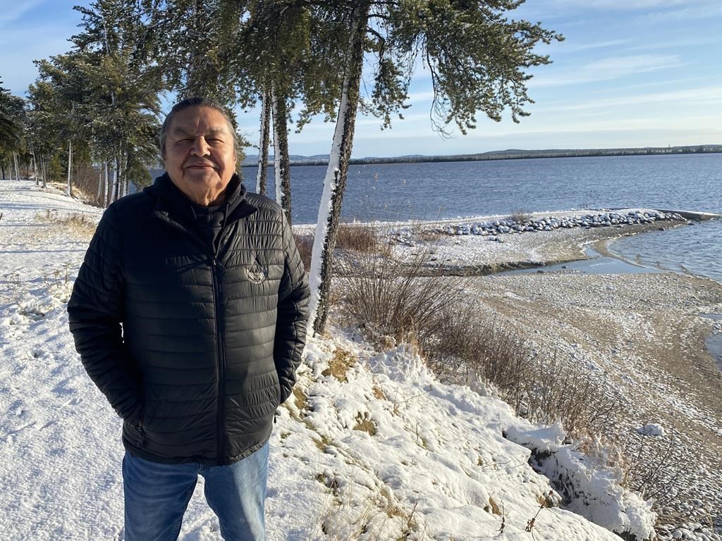 Thomas Jolly poses on the shore of Champion Lake, Nemaska, James Bay region in northern Quebec on October 20, 2022. THE CANADIAN PRESS/Stéphane Blais