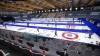 Play gets underway as cardboard cutouts of fans look on at the Scotties Tournament of Hearts in Calgary, Alta., Friday, Feb. 19, 2021. THE CANADIAN PRESS/Jeff McIntosh