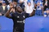 CF Montreal forward Sunusi Ibrahim celebrates his first goal as they face the Forge FC during first half Canadian Championship quarterfinal action in Montreal on Wednesday, May 25, 2022. After four long weeks, CF Montreal concluded the first leg of training camp with a 6-1 win over the Première ligue de soccer du Québec’s all-star team in a friendly match on Friday.THE CANADIAN PRESS/Paul Chiasson