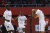 Real Madrid's Marco Asensio, right, reacts after missing a scoring chance during a Spanish La Liga soccer match between Mallorca and Real Madrid at the Son Moix stadium in Palma de Mallorca, Spain, Sunday, Feb. 5, 2023. (AP Photo/Francisco Ubilla)