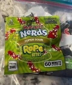 The couple was arrested one day after police received complaints from several parents, who said their children had returned home that night with Nerds Rope candies that contained 600 mg of THC each in their treat bags. (Police / Handout / Winnipeg Free Press files)