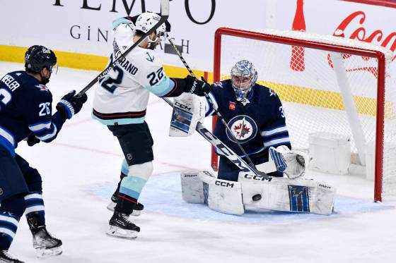 David Rittich made 27 saves in the Jets' Tuesday night win over Seattle. The backup netminder is likely to see action at some point during the Jets' upcoming four-game road trip. (Fred Greenslade / The Canadian Press files)