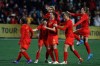 Canada celebrates a goal by Christine Sinclair during second half soccer action against Nigeria during the national team celebration tour in Langford, B.C., on April 11, 2022. THE CANADIAN PRESS/Chad Hipolito