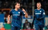 Bochum's Kevin Stoeger, left, celebrates scoring his side's first goal of the game during their German Soccer Cup Round of 16 soccer match against Borussia Dortmund at the Vonovia Ruhrstadion in Bochum, Germany, Wednesday, Feb. 8, 2023. (Bernd Thissen/dpa via AP)