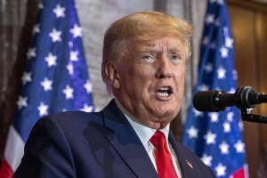 FILE - Former President Donald Trump speaks at a campaign event at the South Carolina Statehouse on Jan. 28, 2023, in Columbia, S.C. Trump’s lawyer said Friday, Feb. 10, that the former president is willing to provide a DNA sample to be compared with stains on the dress of a woman who accused him of raping her over a quarter century ago in a department store dressing room. (AP Photo/Alex Brandon, File)