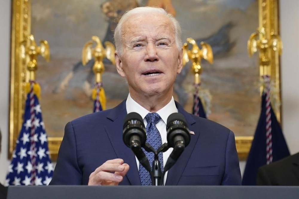 FILE - President Joe Biden speaks about Ukraine from the Roosevelt Room at the White House in Washington on Jan. 25, 2023. An altered video that shows Biden making comments that attack transgender people was created with a new generation of artificial intelligence tools. While Hollywood studios have long been able to distort reality in this way, experts say the technology has been democratized without considering how it can fall into the wrong hands and be used to spread disinformation. (AP Photo/Susan Walsh, File)