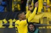 Dortmund's Sebastien Haller celebrates after scoring his side's third goal during the German Bundesliga soccer match between Borussia Dortmund and SC Freiburg in Dortmund, Germany, Saturday, Feb. 4, 2023. (AP Photo/Martin Meissner)