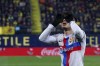 Barcelona's Pedri celebrates after scoring his side's opening goal during a Spanish La Liga soccer match between Villarreal and Barcelona, at the Ceramica stadium in Villarreal, Spain, Sunday, Feb. 12, 2023. (AP Photo/Alberto Saiz)