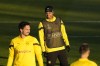 Dortmund's Jude Bellingham is pictured in the afternoon sun during the final training session ahead of the Champions League, round of 16, first leg soccer match between Borussia Dortmund and Chelsea FC in Dortmund, Germany, Tuesday, Feb. 14, 2023. (AP Photo/Martin Meissner)