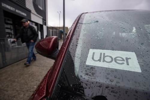 An Uber driver's vehicle is seen after the company launched service, in Vancouver on January 24, 2020. THE CANADIAN PRESS/Darryl Dyck