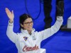 Canada skip Kerri Einarson celebrates winning the women's bronze medal game against the United States at the Pan Continental Curling Championships in Calgary on November 6, 2022. THE CANADIAN PRESS/Jeff McIntosh