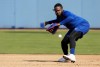 Toronto Blue Jays first baseman Vladimir Guerrero Jr. fields a ground ball in a drill during baseball spring training in Dunedin, Fla., on Friday, February 17, 2023. THE CANADIAN PRESS/Nathan Denette