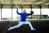 Toronto Blue Jays starting pitcher Jose Berrios warms up during baseball spring training in Dunedin, Fla., on Saturday, February 18, 2023. THE CANADIAN PRESS/Nathan Denette