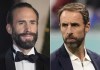 Actor Joseph Fiennes appears at the BAFTA Film Awards after party in London, on Feb. 10, 2019, left, and England's head coach Gareth Southgate appears at the World Cup quarterfinal soccer match between England and France in Al Khor, Qatar, on Dec. 10, 2022. London’s National Theatre said Tuesday that Fiennes will portray Southgate in “Dear England,” a new play by James Graham. (AP Photo)