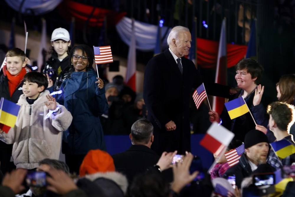 President Joe Biden smiles after his speech at the Royal Castle in Warsaw, Poland, Tuesday, Feb. 21, 2023. (AP Photo/Michal Dyjuk)