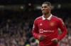 Manchester United's Marcus Rashford celebrates after scoring his side's second goal during the English Premier League soccer match between Manchester United and Leicester City at the Stamford Bridge stadium in Manchester, England, Sunday, Feb. 19, 2023. (AP Photo/Dave Thompson)