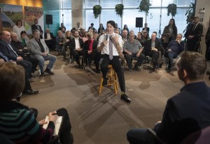 Prime Minister Justin Trudeau takes part in a meeting with Quebec agricultural producers in Longueuil, Que., Wednesday, Feb. 22, 2023. THE CANADIAN PRESS/Ryan Remiorz