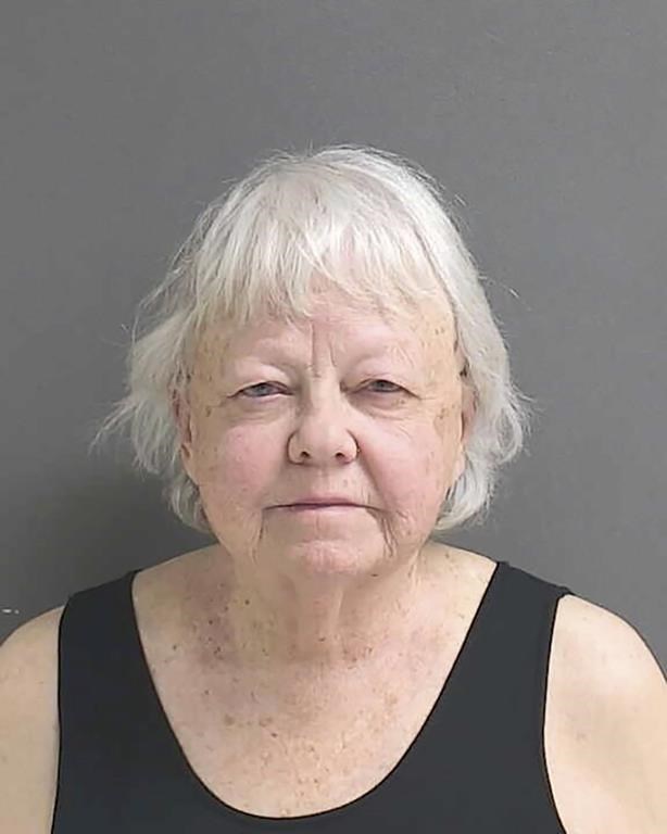 FILE - This Saturday, Jan. 21, 2023, booking photo provided by the Volusia County, Fla., Division of Corrections shows Ellen Gilland. Gilland, 76, accused of fatally shooting her terminally ill husband in a Florida hospital, is asking to be released from jail. (Volusia County Division of Corrections via AP)