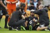 FILE - Minnesota United midfielder Kervin Arriaga (33) sits up after having his head bandaged from an injury trying to head a corner kick during the first half of an MLS soccer game against the Houston Dynamo, Saturday, Aug. 27, 2022 at Allianz Field in St. Paul, Minn. The union for Major League Soccer players criticized FIFA, its rules-making body and the league for failing to allow trials of temporary substitutes to replace players suspected of sustaining concussions. (Anthony Souffle/Star Tribune via AP, File)