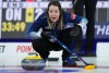 Nova Scotia skip Christina Black calls out to the sweepers while playing Ontario in the playoffs at the Scotties Tournament of Hearts, in Kamloops, B.C., on Friday, February 24, 2023. THE CANADIAN PRESS/Darryl Dyck