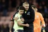 Manchester City's Julian Alvarez, left, and Manchester City's Erling Haaland celebrate at the end of the English Premier League soccer match between Bournemouth and Manchester City at the Vitality Stadium in Bournemouth, England, Saturday, Feb. 25, 2023. (AP Photo/David Cliff)
