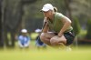 Maja Stark of Sweden lines up for a putt on the 2nd hole during the final round of the LPGA Honda Thailand golf tournament in Pattaya, southern Thailand, Sunday, Feb. 26, 2023. (AP Photo/Kittinun Rodsupan)