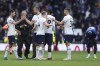 Tottenham players celebrate after winning the English Premier League soccer match between Tottenham Hotspur and Chelsea at Tottenham Hotspur Stadium in London, Sunday, Feb. 26, 2023.(AP Photo/Ian Walton)