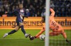 PSG's Kylian Mbappe, left, scores his side's third goal during the French League One soccer match between Marseille and Paris Saint-Germain at the Velodrome stadium in Marseille, southern France, Sunday, Feb. 26, 2023. (AP Photo/Daniel Cole)