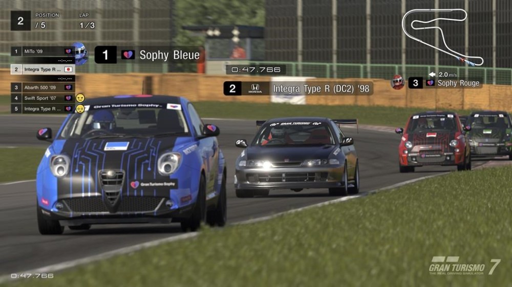 This image released by Sony Interactive Entertainment shows a scene from the video game Gran Turismo Sophy. Grand Turismo players have been competing against computer-driven race cars since the franchise launched in the 1990s, but the new AI driver that was unleashed last week on Grand Turismo 7 is smarter and faster because it's been trained using the latest AI methods. (Sony Interactive Entertainment via AP)