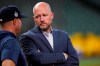 Houston Astros general manager James Click, right, talks with bench coach Joe Espada during batting practice before Game 1 in baseball's World Series against the Atlanta Braves Tuesday, Oct. 26, 2021, in Houston. Click was named the vice-president of baseball strategy for the Toronto Blue Jays on Monday. THE CANADIAN PRESS/AP/David J. Phillip