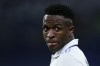 Real Madrid's Vinicius Junior gestures during a Spanish La Liga soccer match between Real Madrid and Atletico Madrid at the Santiago Bernabeu stadium in Madrid, Spain, Saturday, Feb. 25, 2023. (AP Photo/Manu Fernandez)