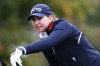 FILE - Elizabeth Szokol reacts after hitting from the sixth tee during the final round of the Cognizant Founders Cup, Oct. 10, 2021, in West Caldwell, N.J. Szokol shot an 8-under-64 on Thursday, March 2, 2023 for a three-stroke lead after the first round of the Women's World Championship at the Sentosa Golf Club in Singapore. (AP Photo/Noah K. Murray, File)