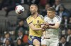 Vancouver Whitecaps FC's Ranko Veselinovic (right) battles with Real Salt Lake's Justin Meram for the loose ball during second half MLS soccer action in Vancouver, B.C., Saturday, February 25, 2023. THE CANADIAN PRESS/Rich Lam