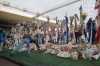 FILE - In this file photo dated April 16, 1989, a Liverpool Football Club fan places a pair of football boots in the goal at the Kop end of Anfield Stadium as hundreds came to mourn the loss of fellow Liverpool fans. Liverpool and Manchester United have jointly called on fans to end “tragedy chanting” ahead of their Premier League match on Sunday, March 5, 2023 at Anfield. The longtime rivals issued a statement Saturday from Liverpool manager Jurgen Klopp and United counterpart Erik ten Hag calling for an end to chants about tragedies such as Munich and Hillsborough. (AP Photo/Peter Kemp, File)