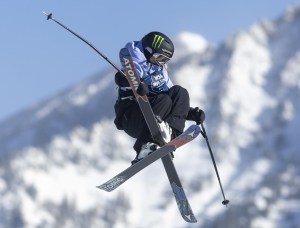 Megan Oldham, of Canada, executes a trick in the Big Air World Cup freestyle skiing finals in Copper Mountain, Colo., Friday, Dec. 16, 2022. Oldham won the bronze medal in the big air event at the world freestyle skiing championships on Saturday. THE CANADIAN PRESS/AP-Hugh Carey