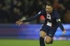 PSG's Kylian Mbappe celebrates after scoring his side's fourth goal during the French League One soccer match between Paris Saint-Germain and Nantes at the Parc des Princes in Paris, Saturday, March 4, 2023. (AP Photo/Aurelien Morissard)