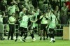 Austin FC's Maximiliano Urruti, left, celebrates with teammates Ethan Finley, center, and Jon Gallagher, right, after Urruti scored the only goal during the second half of an MLS soccer game against CF Montreal, Saturday, March 4, 2023, in Austin, Texas. Austin won 1-0. (AP Photo/Michael Thomas)